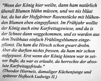 text excerpt in Linderhof