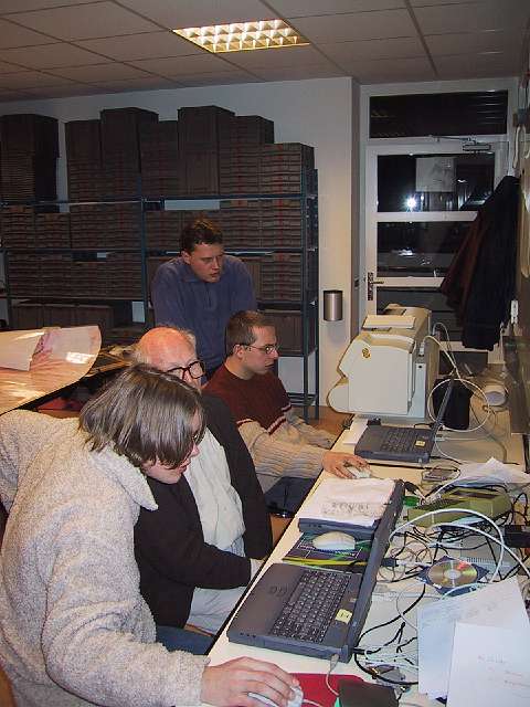 Our IT-Infrastructure in our lab-room: postprocessing the daily data on our three laptops and the plotter.