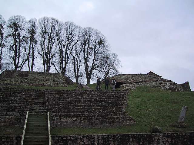 Bavarians in the ruins of the roman amphitheatre in Autun.