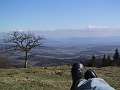 Chilling on <i>La Chaume de Beuvray</i>. Can you see the Mont Blanc? We couldn't either. But it is supposed to be there...