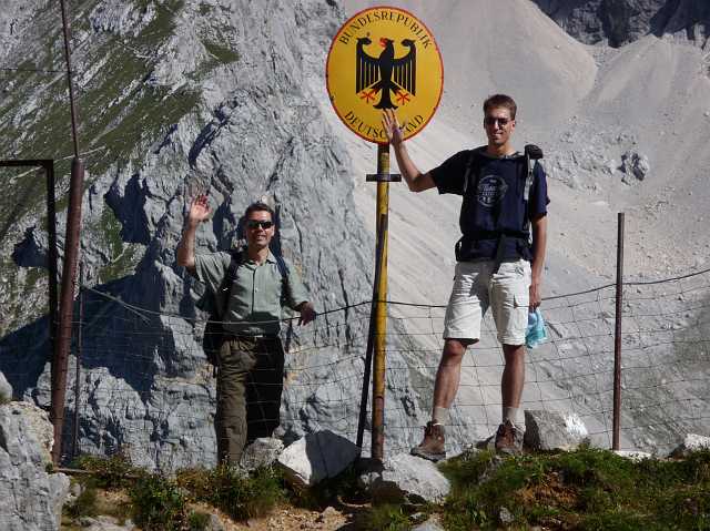 Tassilo and Gunter reentering Germany at the Gatterl.