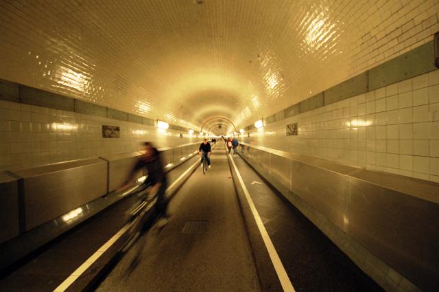 Old Elbtunnel: luckily currently closed for car-traffic for restauration reasons.