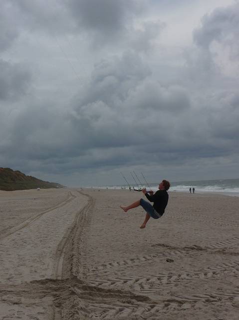 Fun with beach kite